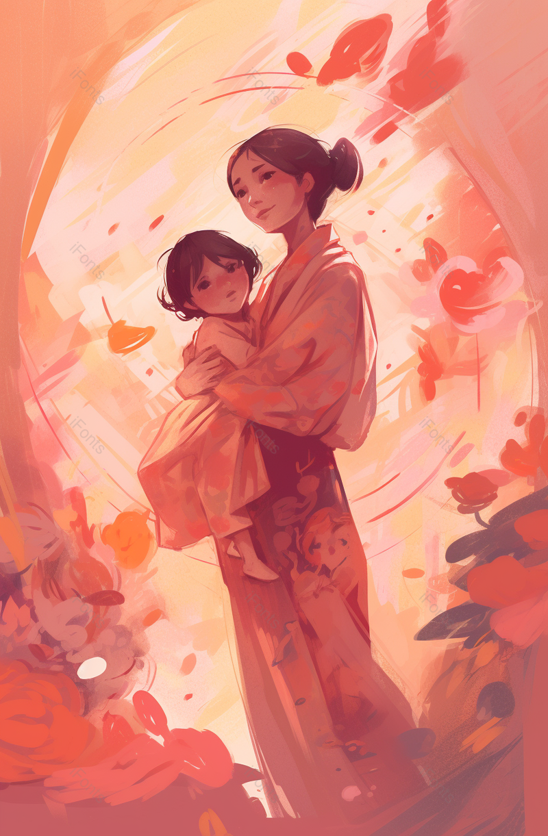 温馨手绘母亲节插画海报效果背景图,插画/手绘图,插画/手绘图库,插画/手绘图下载,插画/手绘